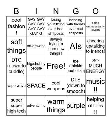 What, you gay? Bingo Card