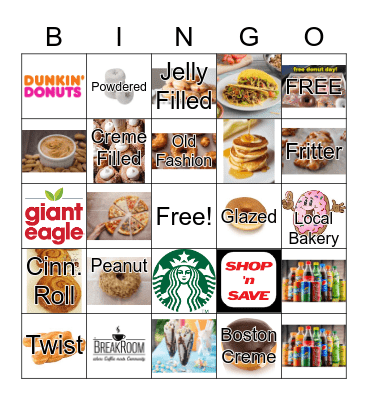 Non-Healthy Food Bingo Card