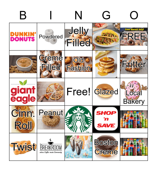 Non-Healthy Food Bingo Card