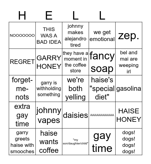 bel and mai cry Bingo Card