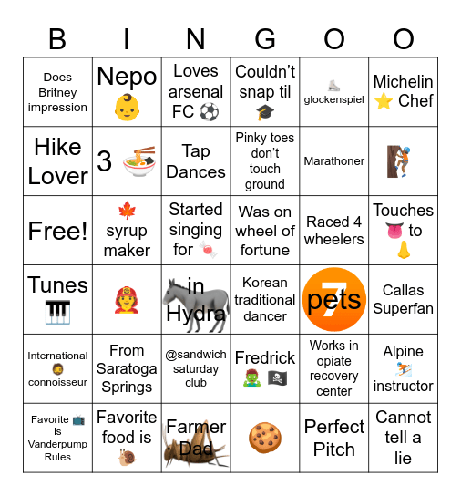 Opera Saratoga Bingo Card