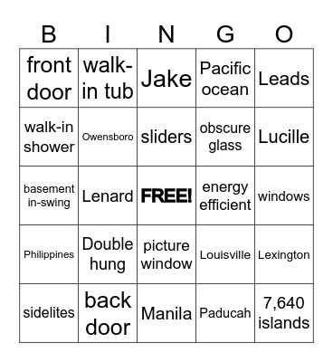 Thursday BINGO! Bingo Card