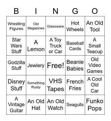 Midland Antique Fair Bingo Card