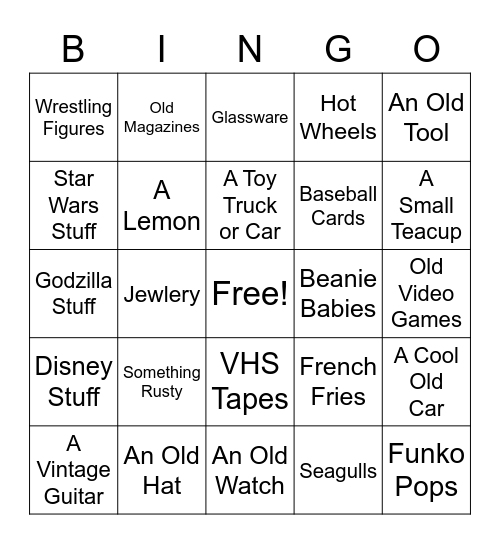 Midland Antique Fair Bingo Card