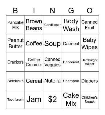 TACKLE HUNGER FOOD DRIVE Bingo Card