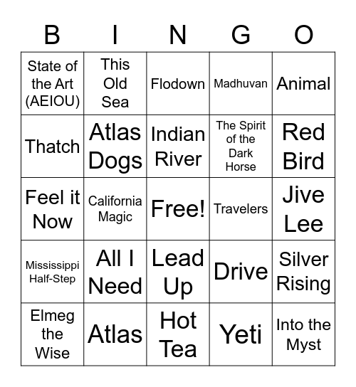 Bob's Bingo Board Bingo Card