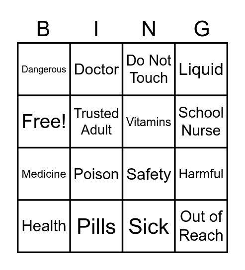 Medication Safety Bingo Card