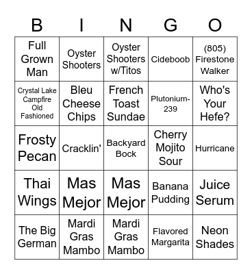 Tricky Bingo Card