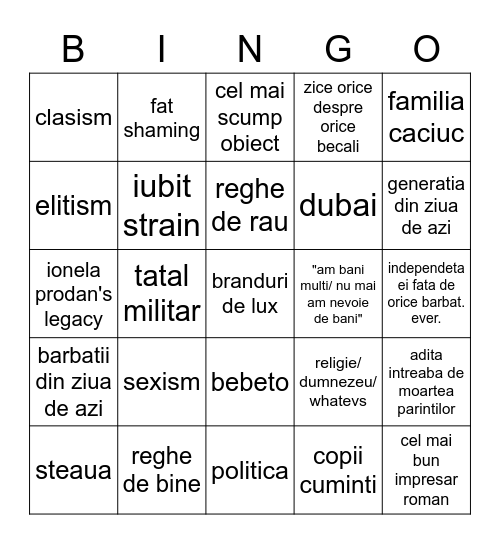 Ana Maria Prodan slaying? Bingo Card