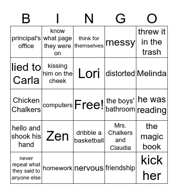 There's a Boy in the Girls' Bathroom Bingo Card