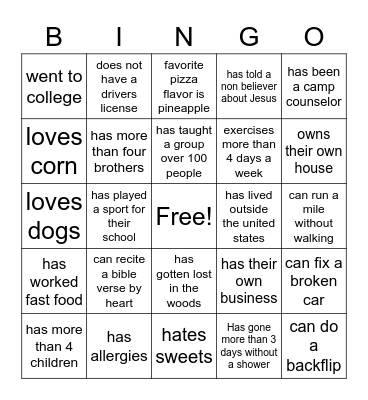 Get to know Bingo Card