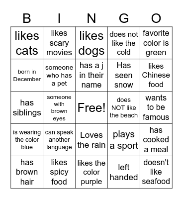 Introduction BINGO Card