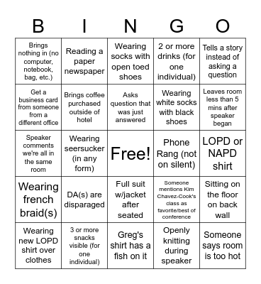 Conference Bingo Card