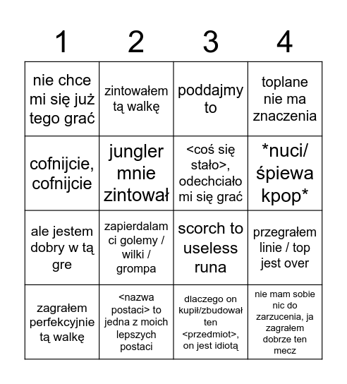 Ovni Bingo Card