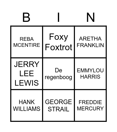 MUSIC! MUSIC! MUSIC! Bingo Card