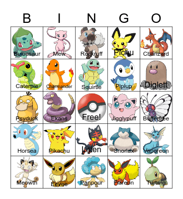 Pokemon Bingo Card