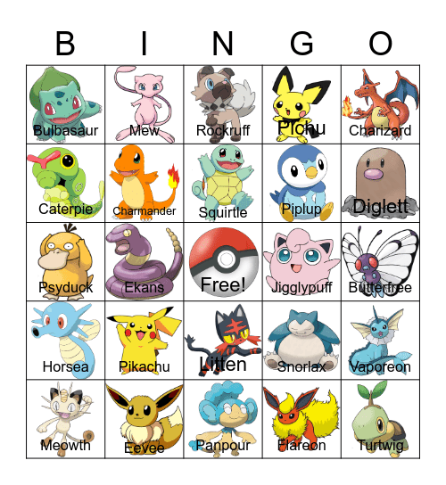 Pokemon Bingo Card