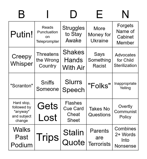 Potatus Bingo Card