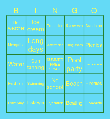 Summer Bingo Card
