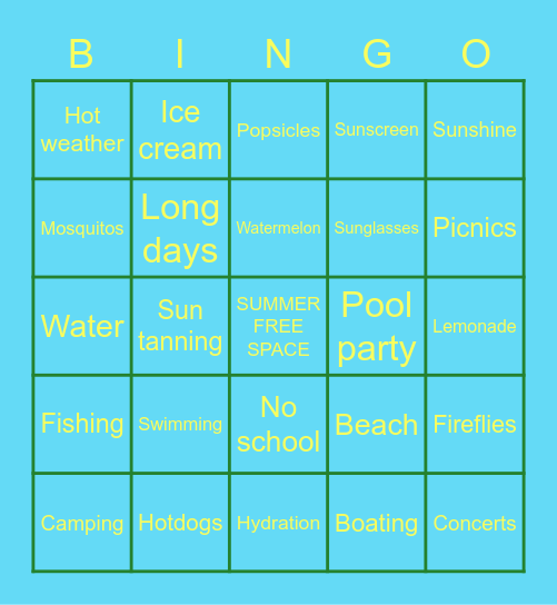 Summer Bingo Card