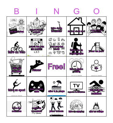 Summer Activities Bingo Card