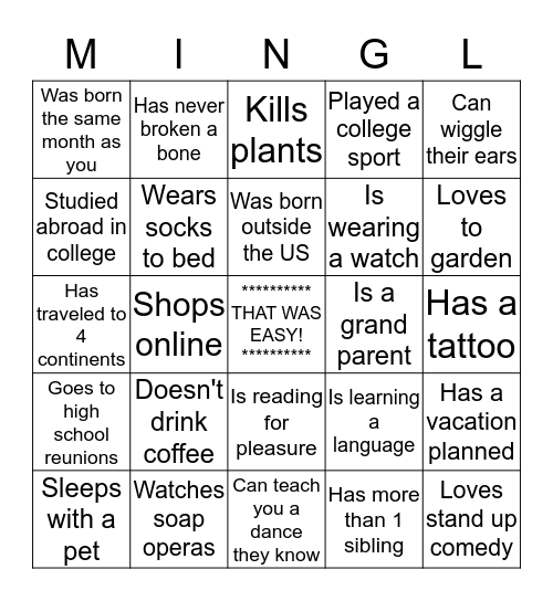 Someone in TLR... Bingo Card