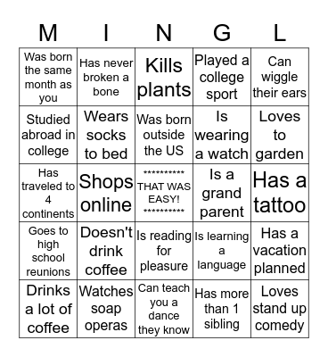 Someone in TLR... Bingo Card