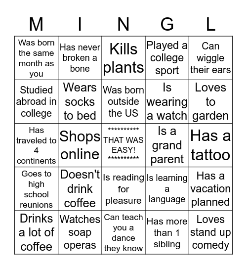 Someone in TLR... Bingo Card