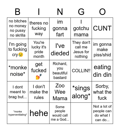 BONES BINGO Card