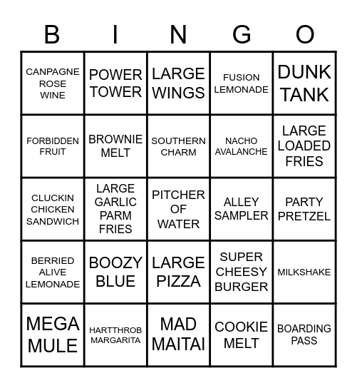 BOWLERO BINGO Card