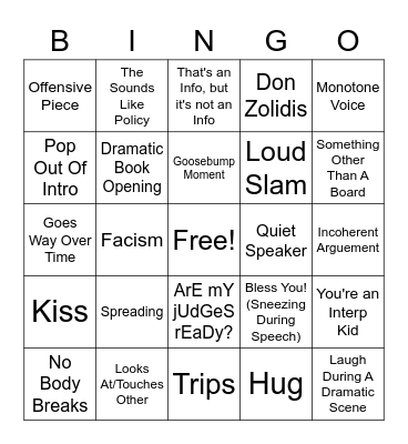 Natties Bingo Card