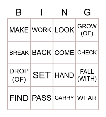 OUT Bingo Card
