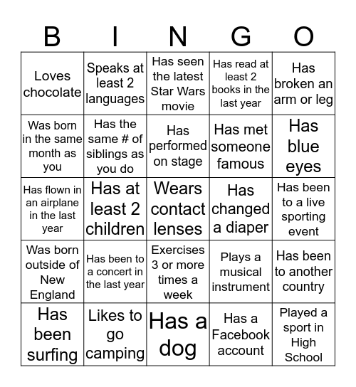 Find somene who... Bingo Card