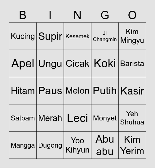 @93KIHYUNplay Bingo Card