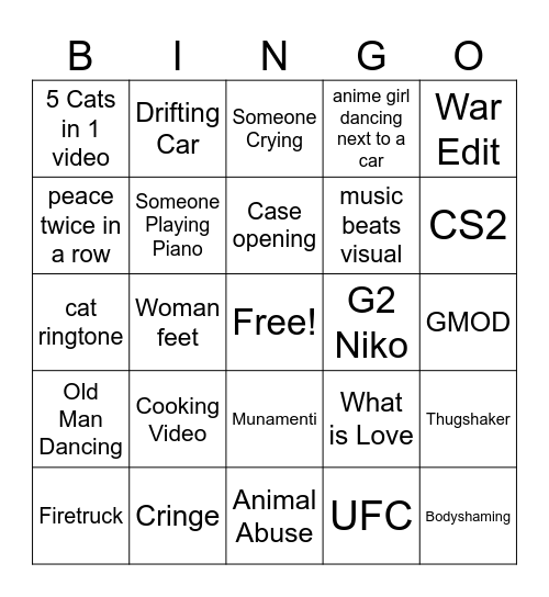 Douyin Bingo Card