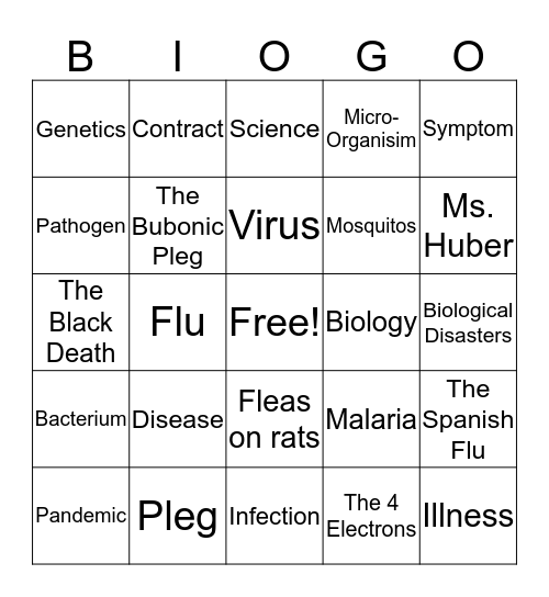 Biological Disasters Bingo Card