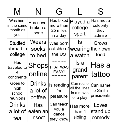 Someone in TLR... Bingo Card