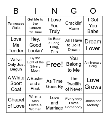 Going to the Chapel Bingo Card