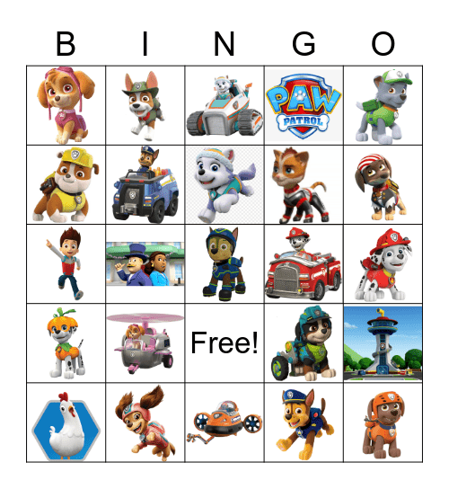 Paw Patrol BINGO Card