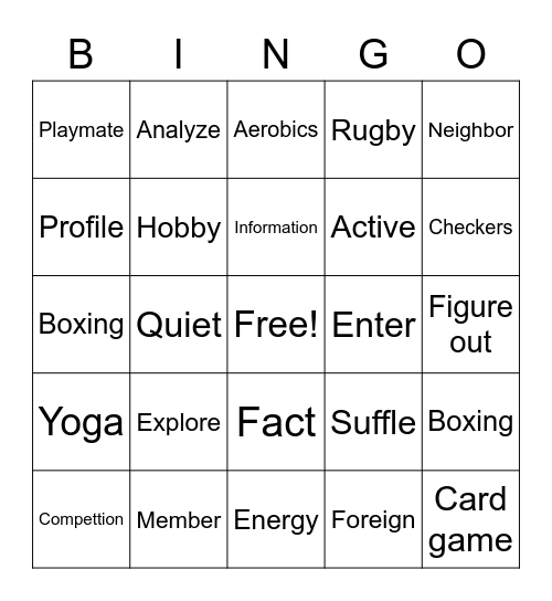 unit 1 m3 vocabulary 2 B-D Bingo Card