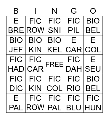 CALL NUMBER BINGO Card