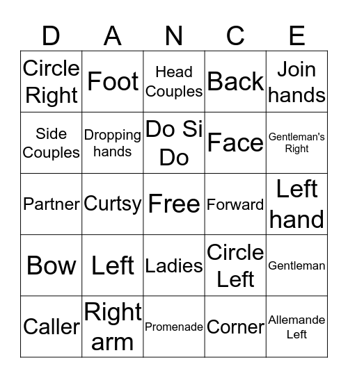 Let's Square Dance  Bingo Card