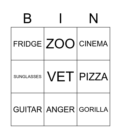 RELATIVE BINGO Card