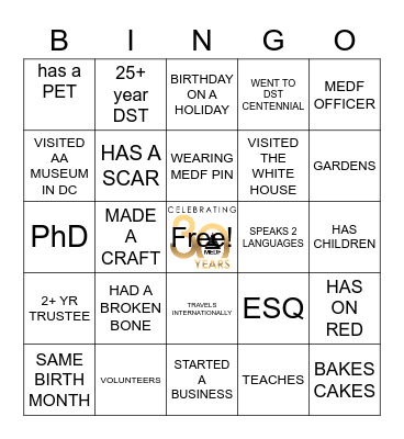 MEDF BINGO Card