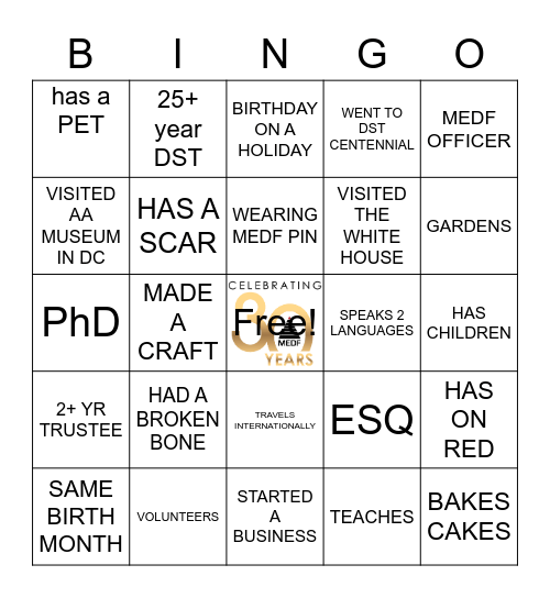 MEDF BINGO Card