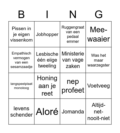 Je telde sws niet mee BINGO Card