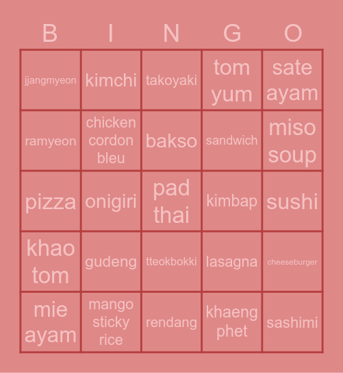 Sohee's Bingo Board Bingo Card