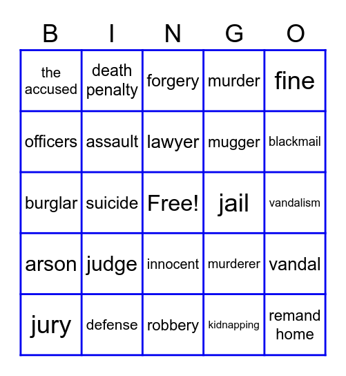 The Tribunal - Bingo Card