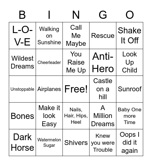 Hazel Birthday Song Bingo Card