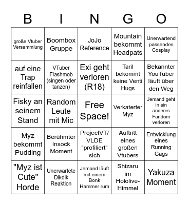 Dokomi 2023 Bingo Card